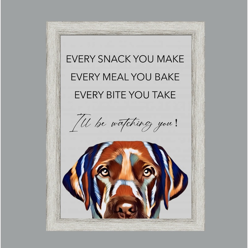 LABRADOR DOG Watching You FRAMED ARTWORK.