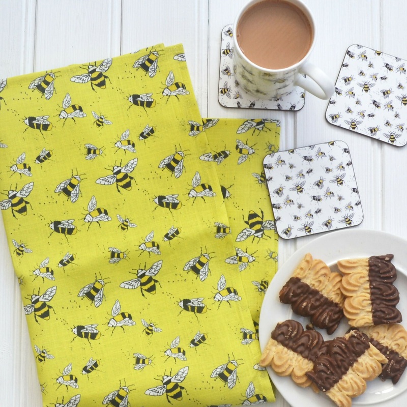 Linen Tea Towel – Yellow Bees
