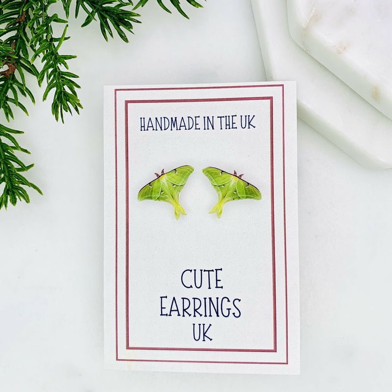 Luna Moth Stud Earrings