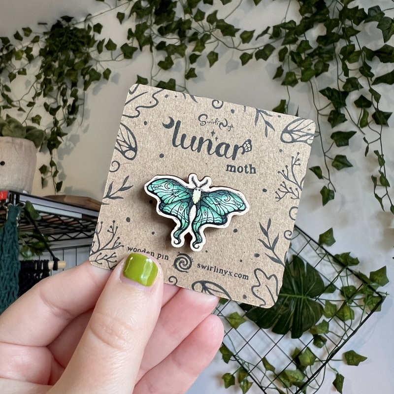 Lunar Moth Wooden Pin