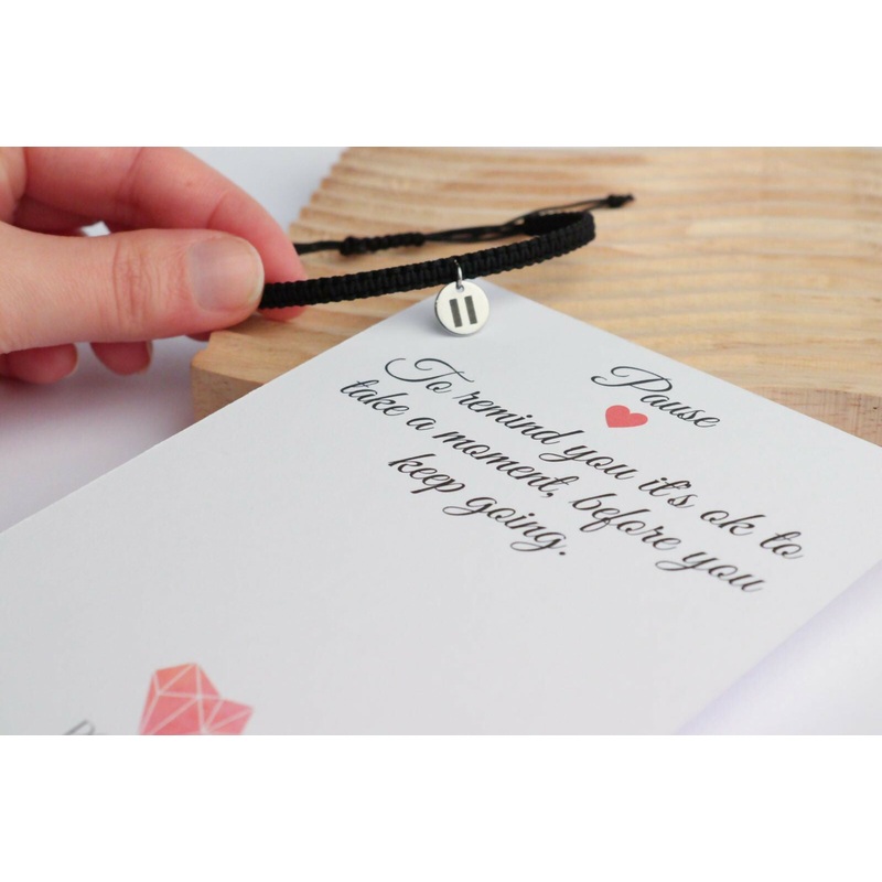 Pause Macrame Bracelet|Pause Macrame charm bracelet