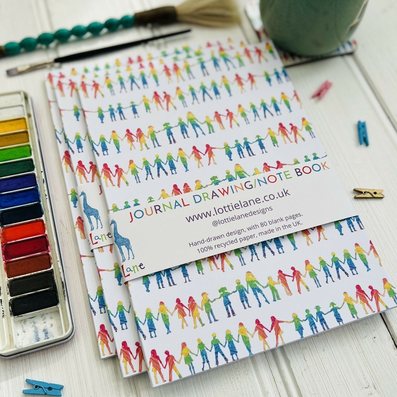 Rainbow Children Recycled Journal Notebook