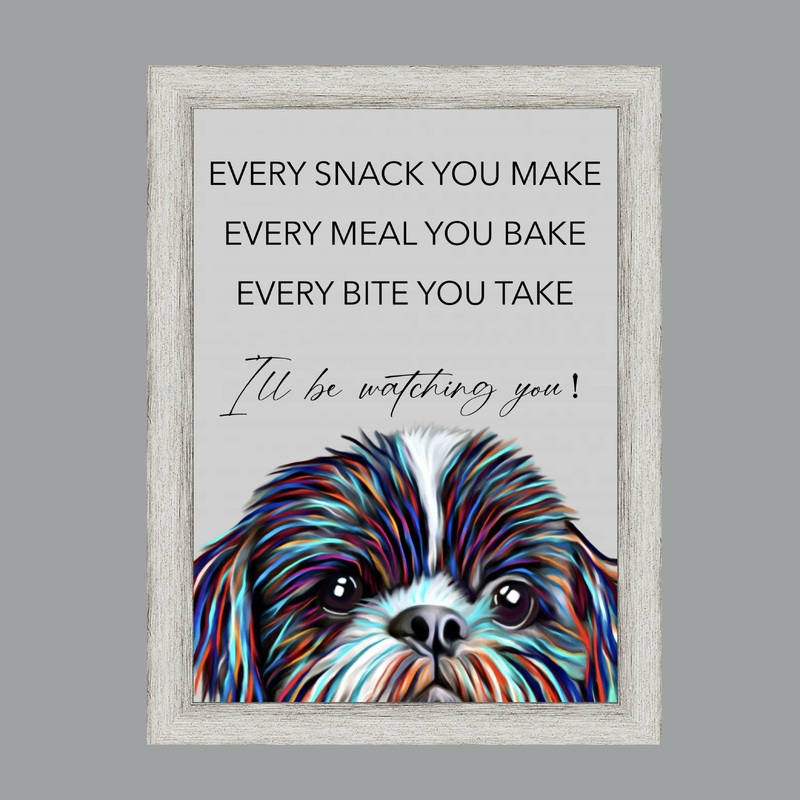 SHIH TZU DOG Watching You FRAMED ARTWORK.