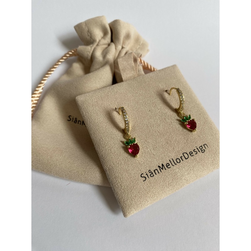 Strawberry Huggie Hoops
