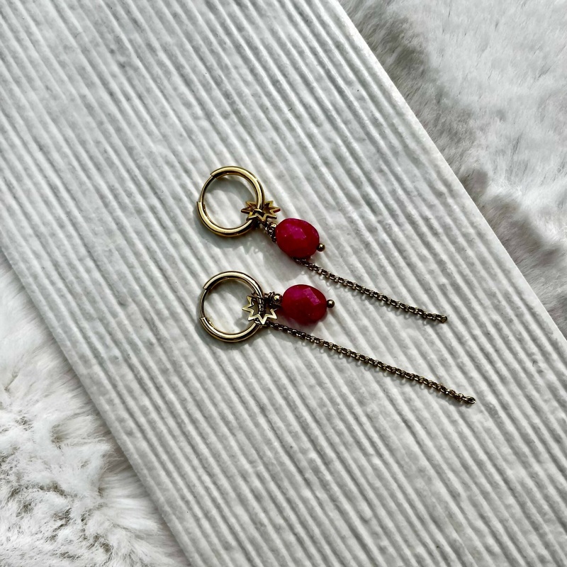 Summer Charm Hoop Earrings|Pink|White