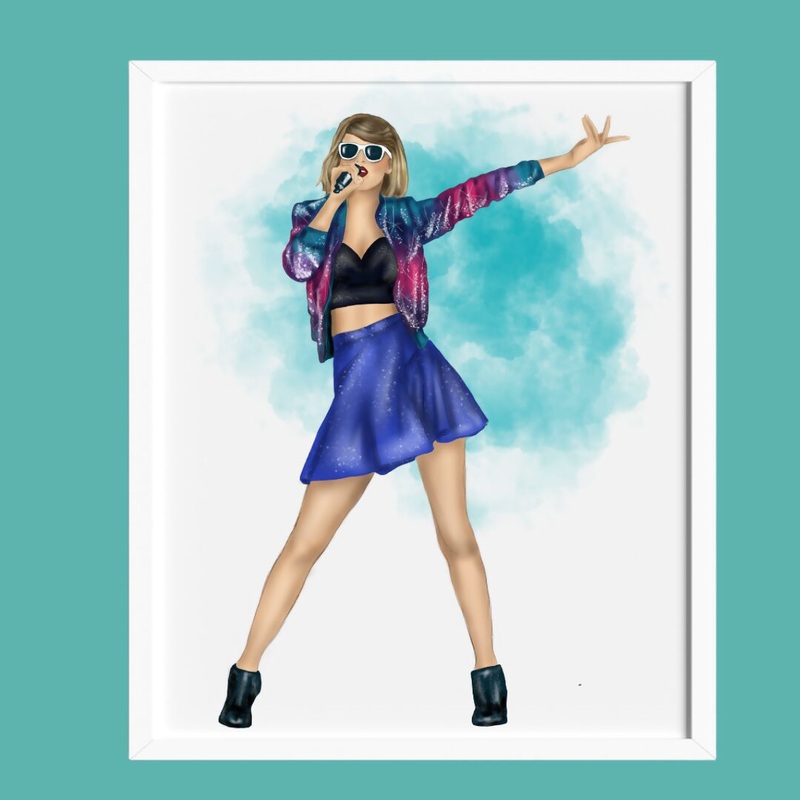 Taylor 1989 Hand Drawn Illustration in Frame