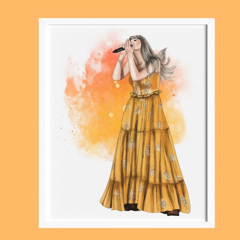 Taylor Evermore Hand Drawn Illustration in Frame