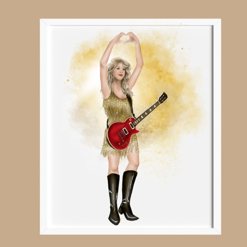 Taylor Fearless Hand Drawn Illustration in Frame