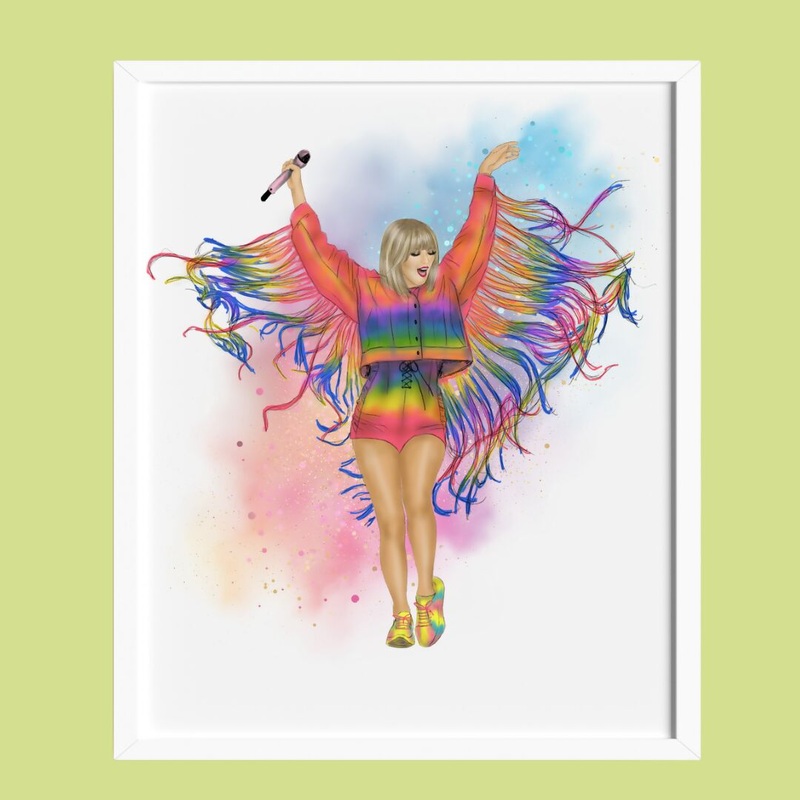 Taylor Lover Hand Drawn Illustration in Frame