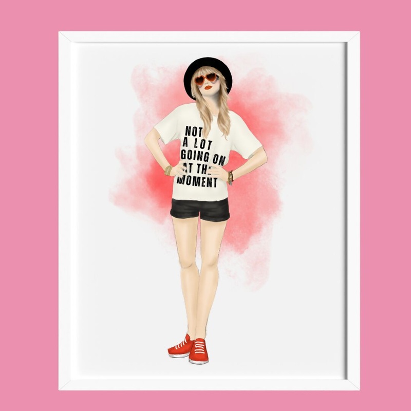 Taylor Red Hand Drawn Illustration in Frame