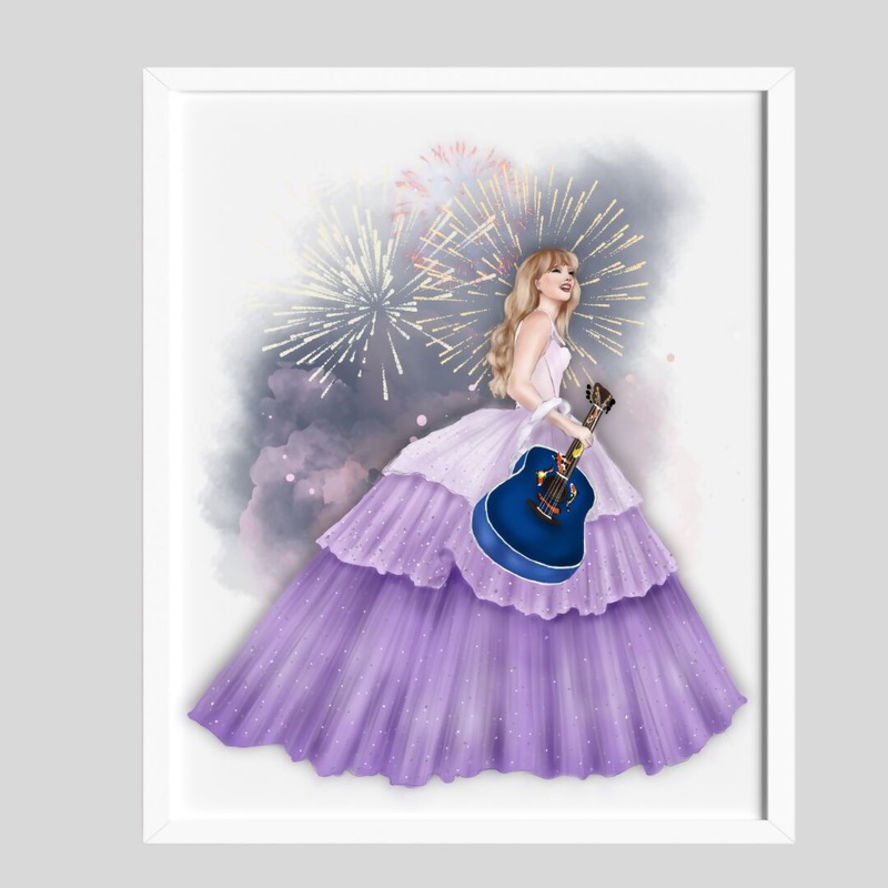 Taylor Speak Now Hand Drawn Illustration in Frame