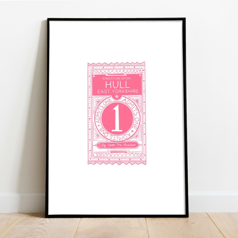 Ticket to Hull Print|Pink|Blue|Green