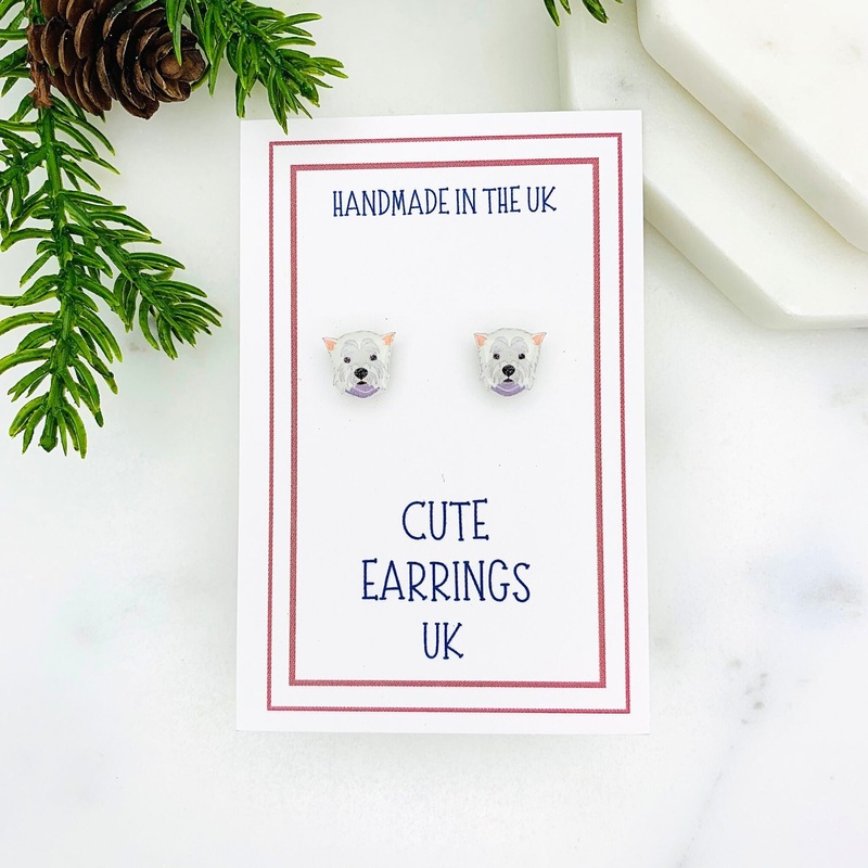 West Highland Terrier Dog Stud Earrings