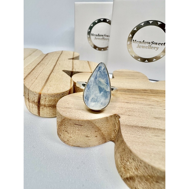 Blue moonstone teardrop ring size N 1/2