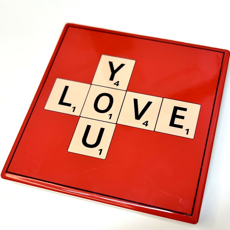 Ceramic Coaster – Scrabble Love You (Red)