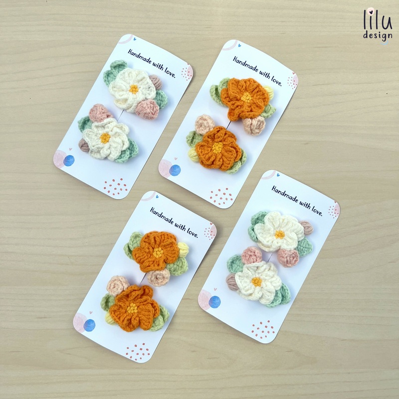Crochet Hair Clip Set – 2 Flowers