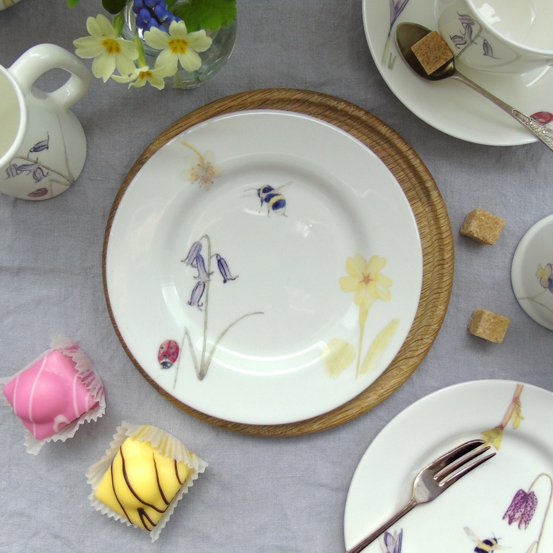 Fine Bone China Spring Flower Cake Plate