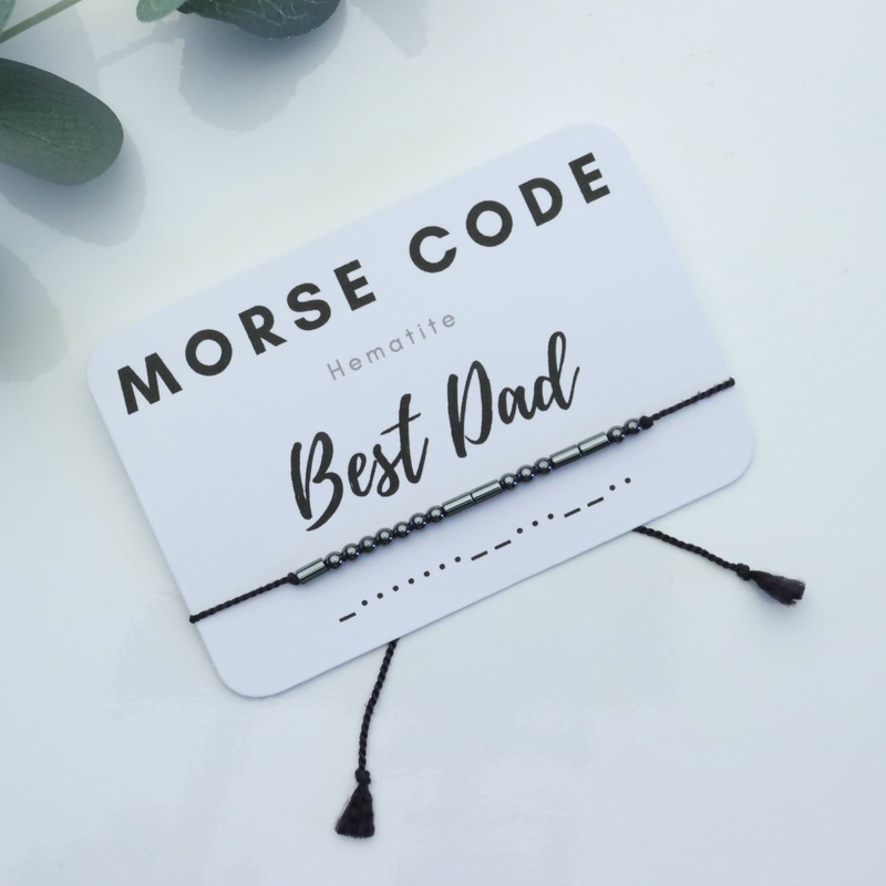 Hematite Morse Code Bracelet|Best dad|Gamer|Strength|Brother