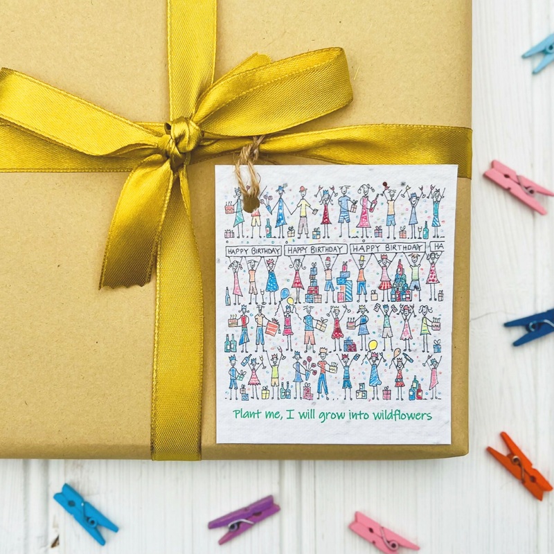 Set of Four Seed Card Gift Tags – Party People