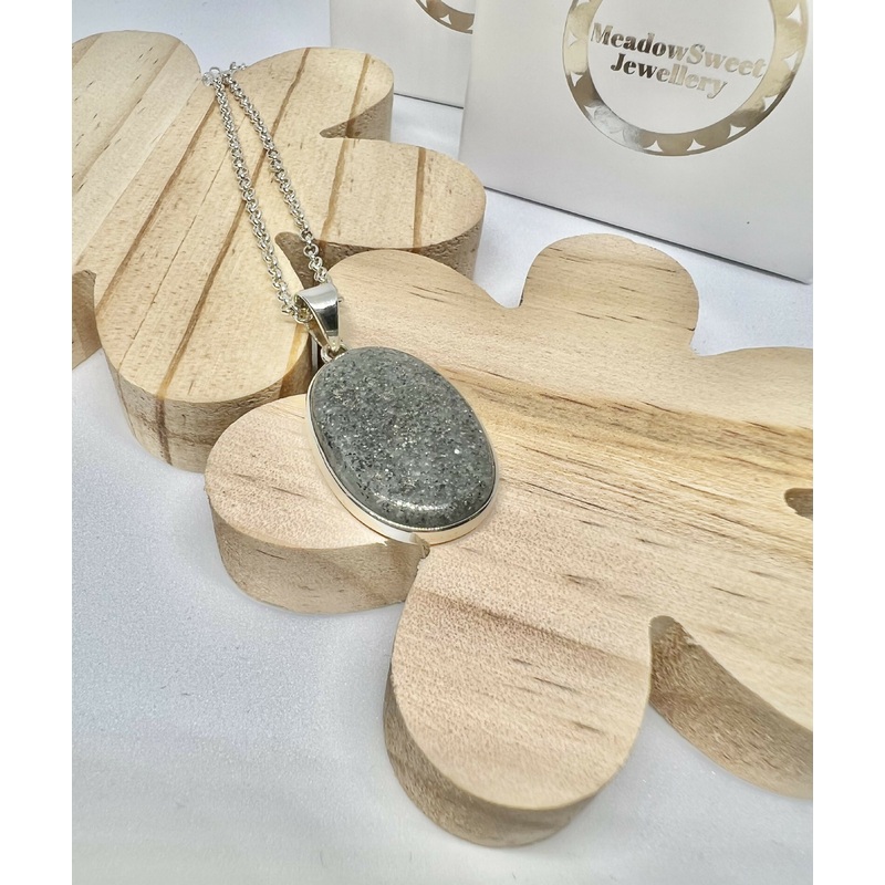 Specular hematite oval necklace