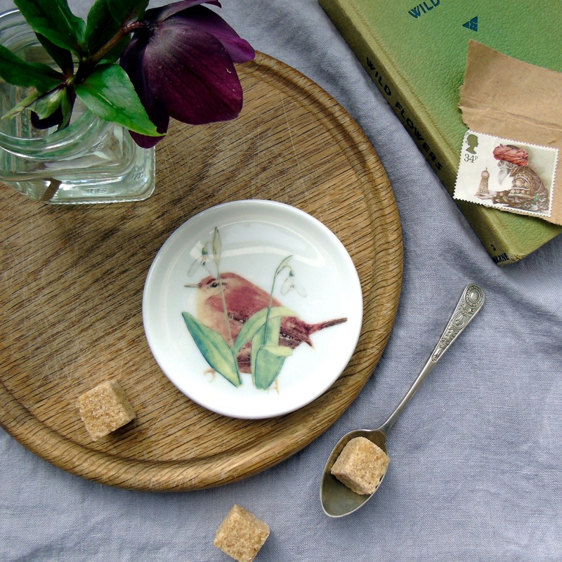 Wren and Snowdrops Bone China Coaster