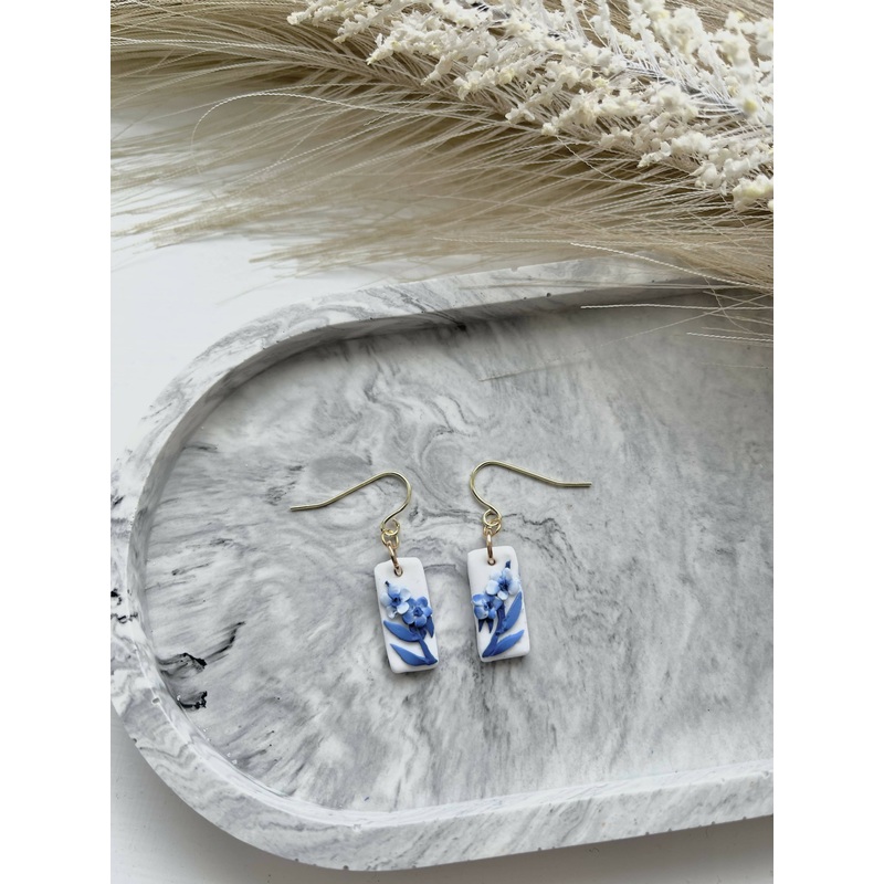 Blue China No. 8 – Handmade Polymer Clay Earrings