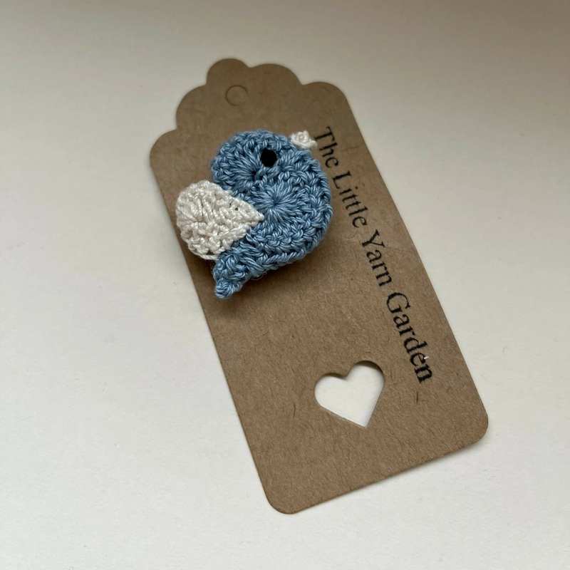 Blue Crochet Bird Brooch