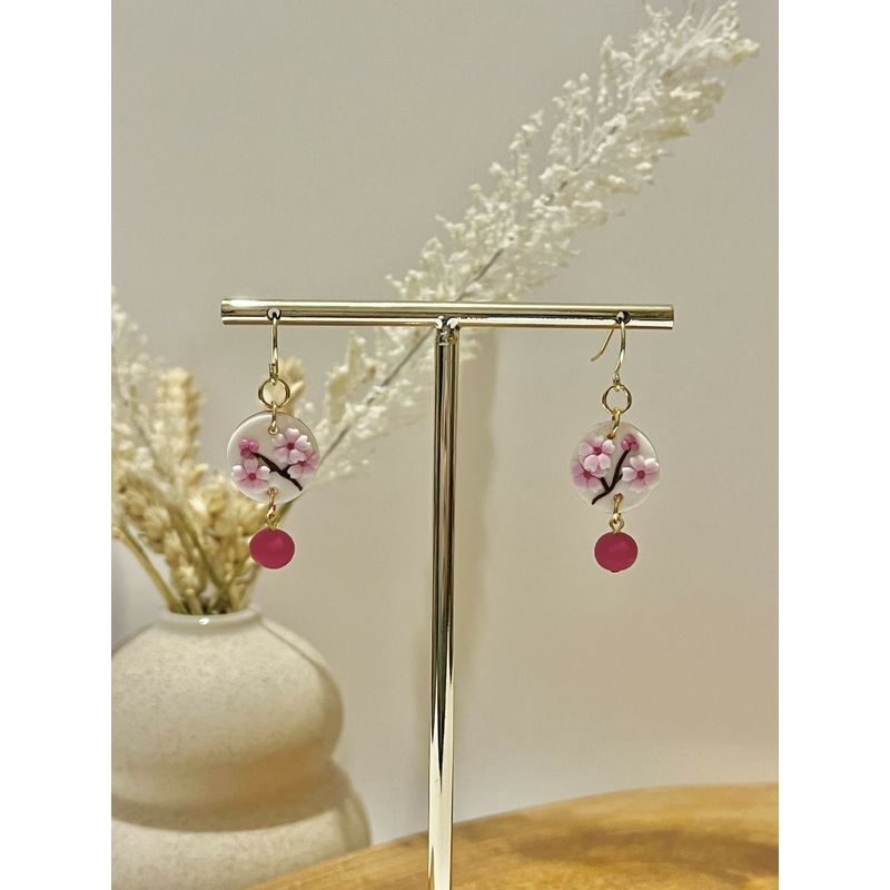 Cherry Blossom No. 1 – Handmade Polymer Clay Earrings