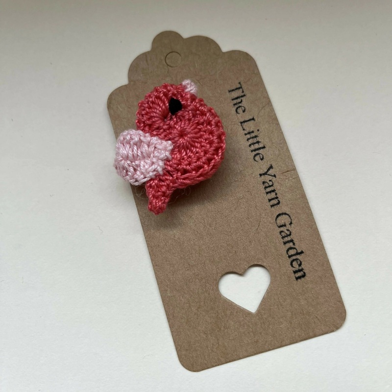 Crochet Pink Bird Brooch