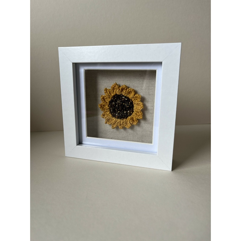 Crochet Sunflower In Frame