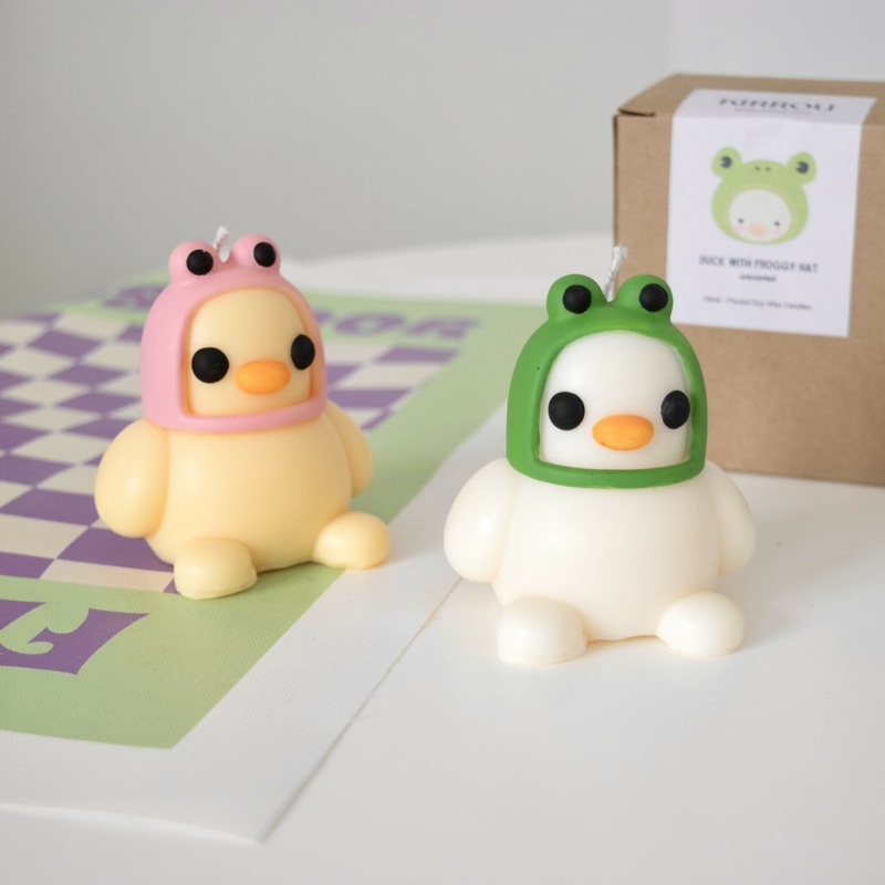 Duck with Froggy Hat|Yellow + Green Hat|White + Green Hat
