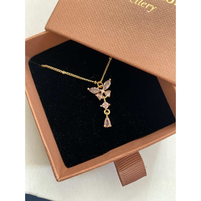 Pink Dangle Butterfly Necklace