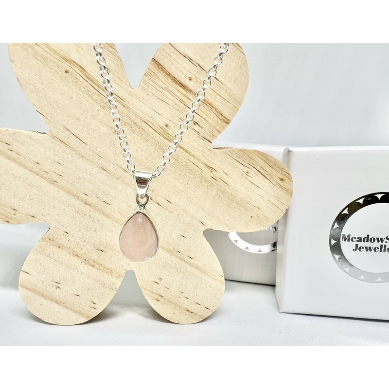 Rose Quartz teardrop necklace