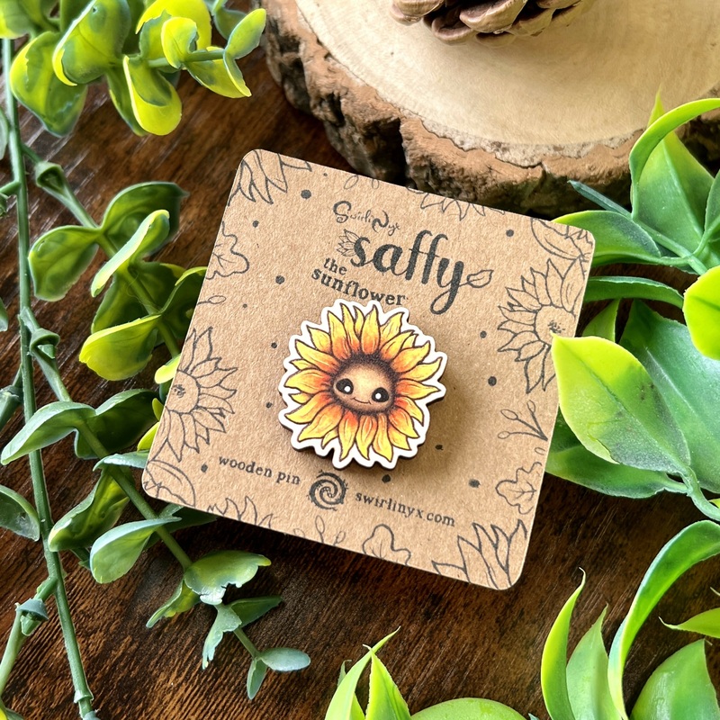 Saffy the Sunflower Wooden Pin