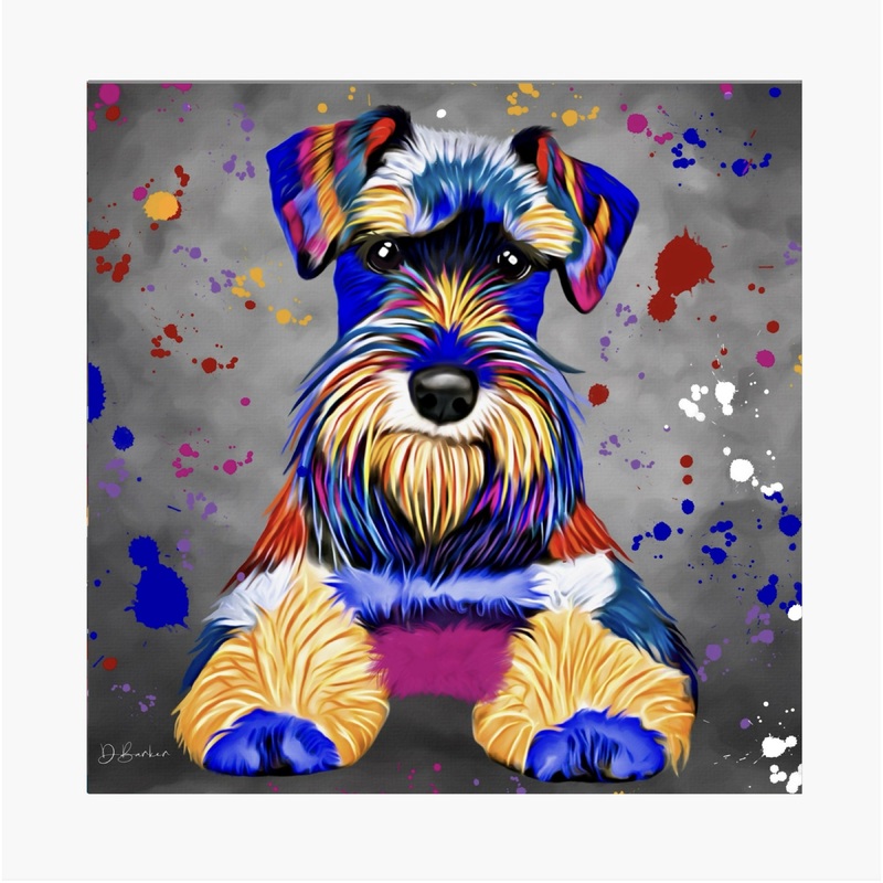 SCHNAUZER DOG – COLOUR SPLASH MOUNTED ARTWORK.