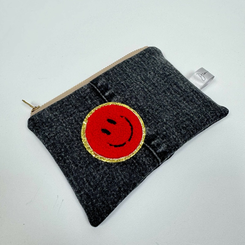Smiley 3D Face Upcycled Purse – Red