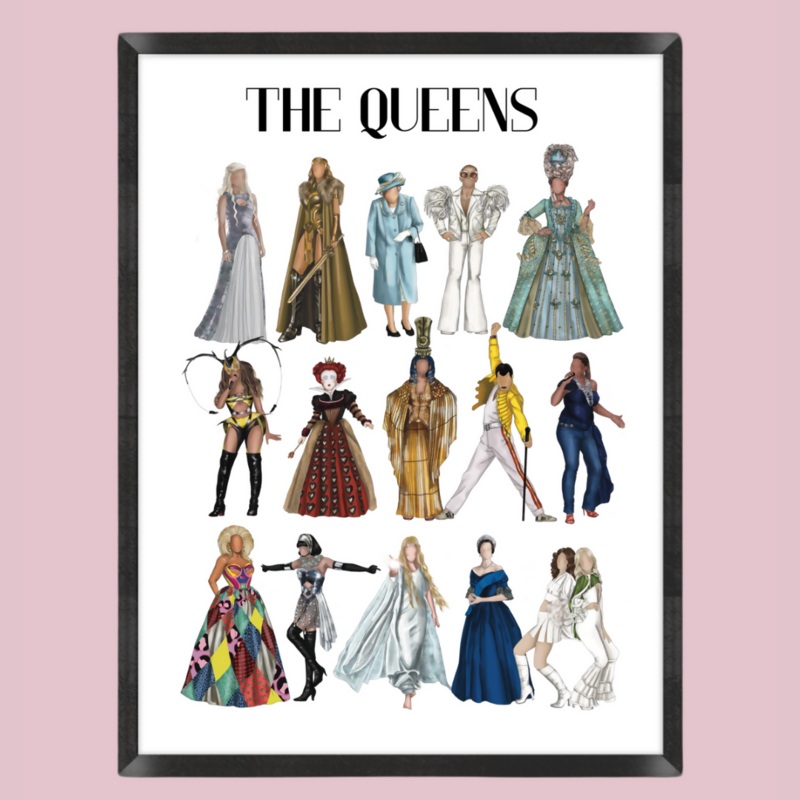 The Queens Illustration Print|A3|Framed A4|A4