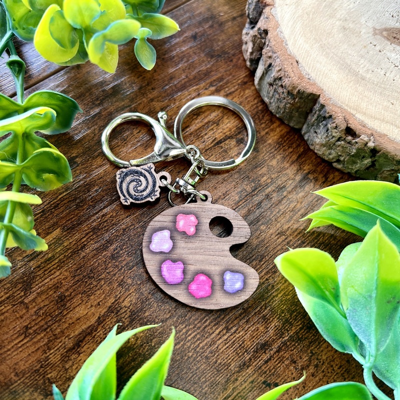 Twilight Paint Palette Wooden Keyring