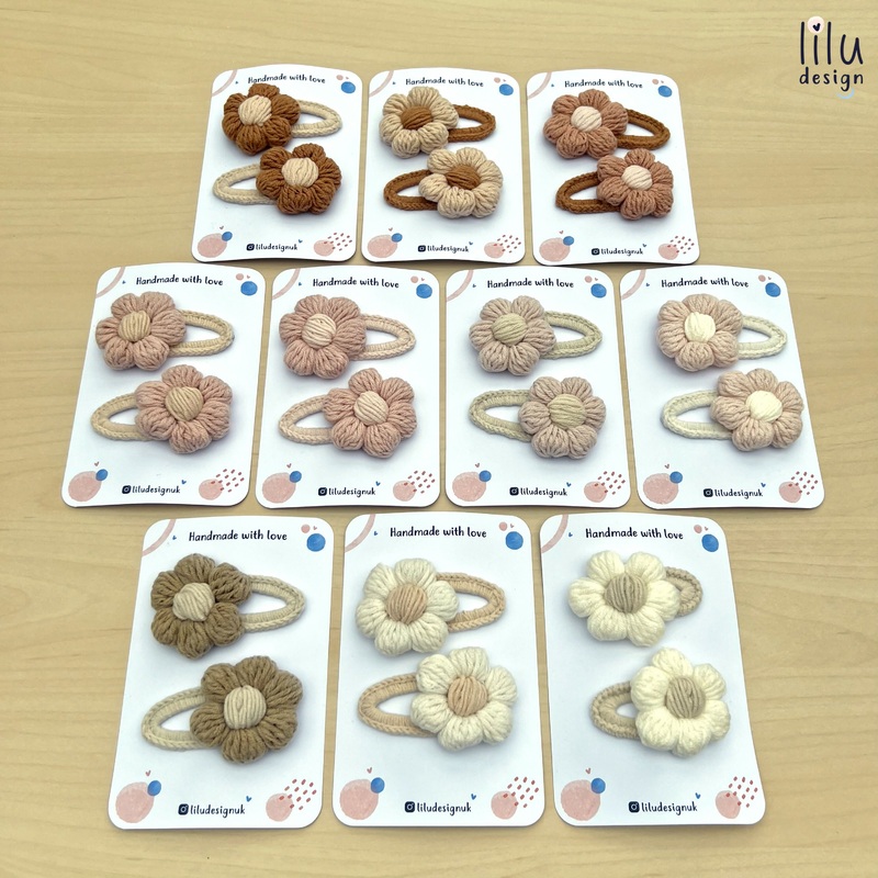 Crochet Hair Clip Set – 2 Chunky Daisies