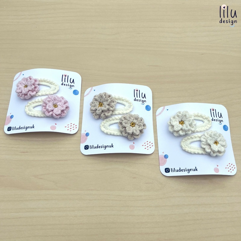 Crochet Hair Clip Set – 2 Primroses