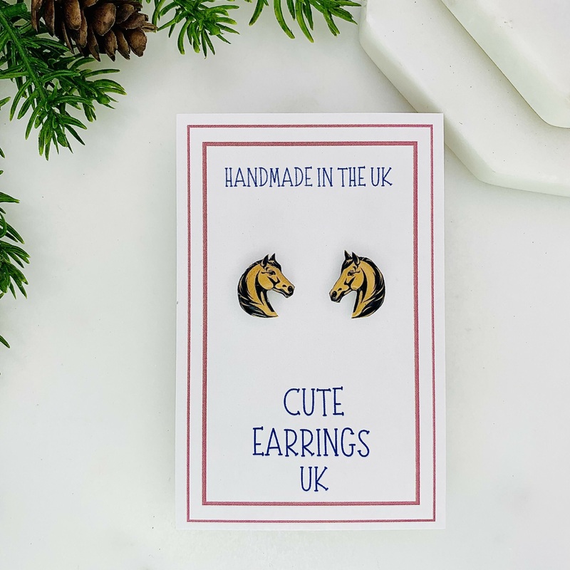 Dun Horse Head Stud Earrings