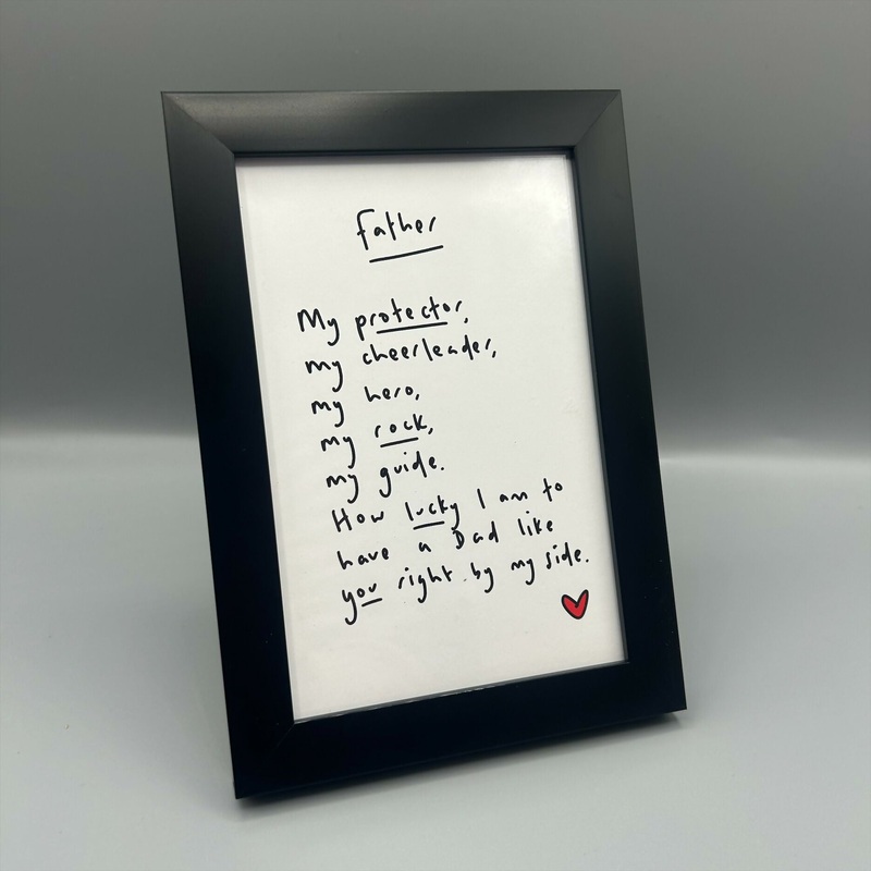 Father Poem Framed Print  A Handwritten Gift for Dad by Catherine Prutton