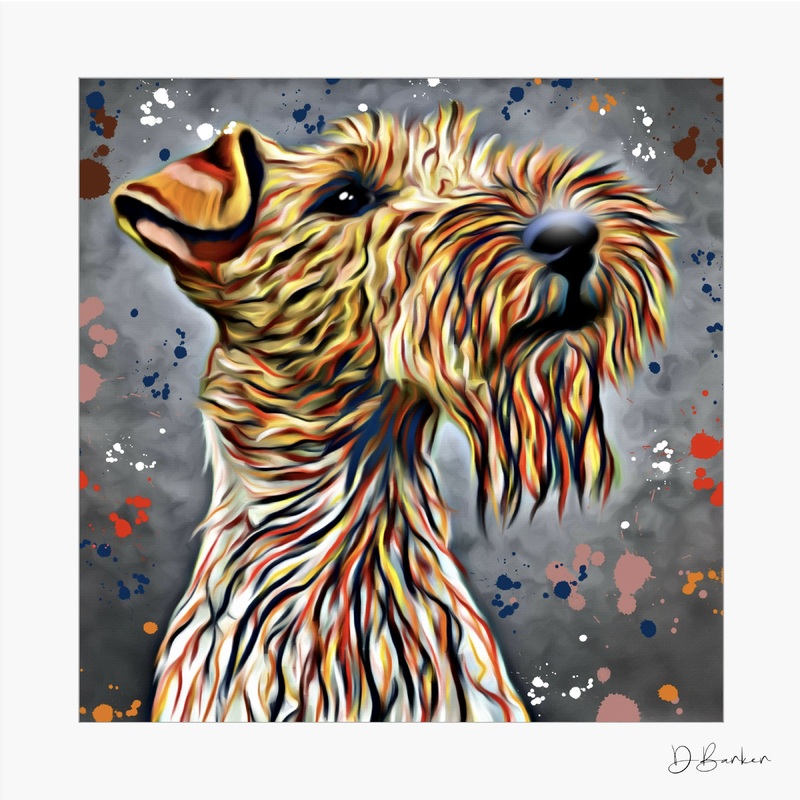 FOX TERRIER DOG – COLOUR SPLASH MOUNTED ARTWORK.