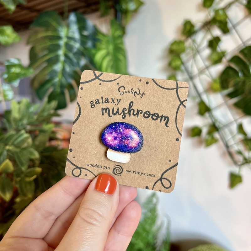 Galaxy Mushroom Wooden Pin