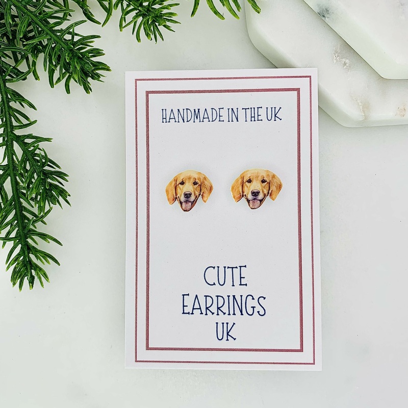 Golden Retriever Dog Stud Earrings.