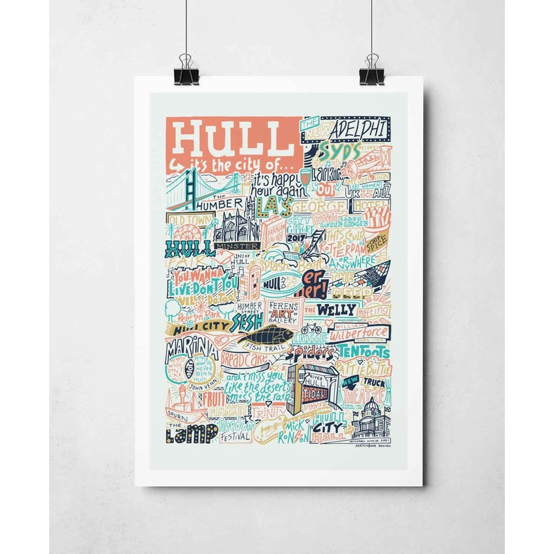 Hull Landmarks A4 Print Peach