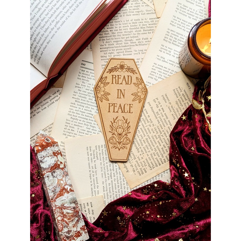 Peace at last Coffin Wooden Bookmark