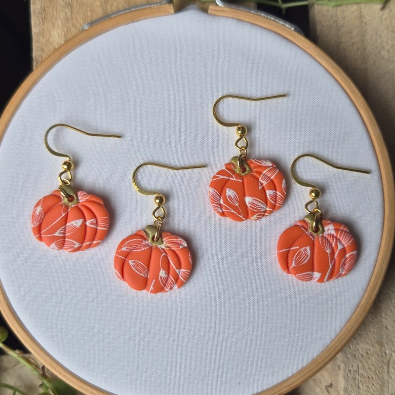 Pumpkin Print Dangle Earrings