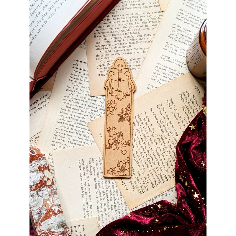 Reading Ghost Wooden Bookmark