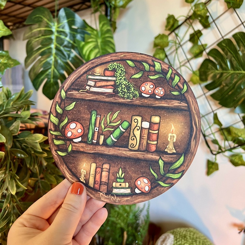 Round Cosy Bookshelf Art Print